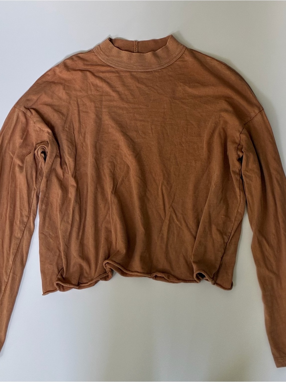 aerie Mock Neck Long Sleeve Top in Rust